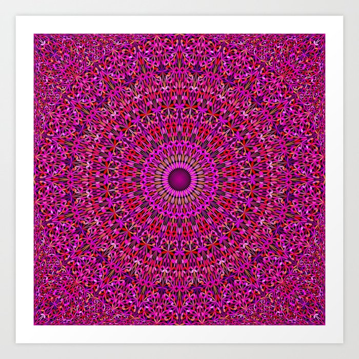 Deep Pink Garden Mandala Art Print