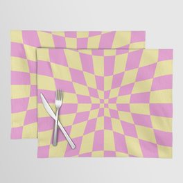Distorted Groovy Strawberry Banana Gingham Placemat