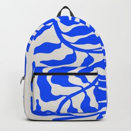 Wild Ferns: Ultramarine Blue Edition Backpack | Leaves, Vintage, Shapes, Leaf, Botanical, Abstract, Illustration, Retro, Graphicdesign, Modern 