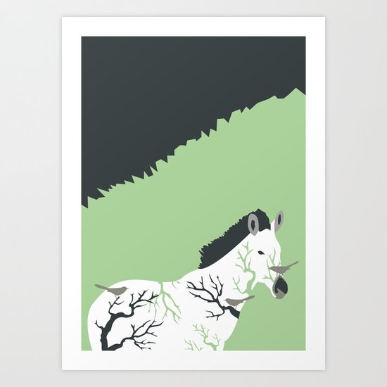 Zebra in the Woods Art Print