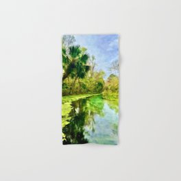 Blue Green Springs and Palm Trees Hand & Bath Towel