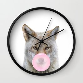 Coyote Blowing Bubble Gum by Zouzounio Art Wall Clock