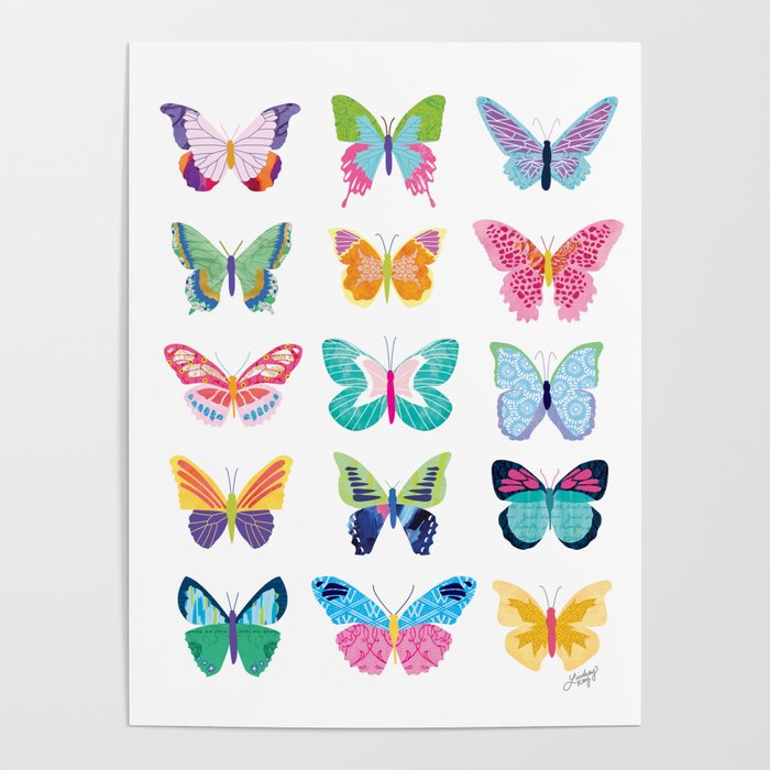 Colorful Butterflies  Poster