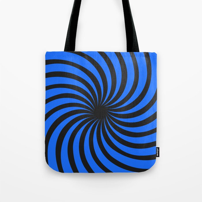 Black and Blue Spinning Hole. Tote Bag
