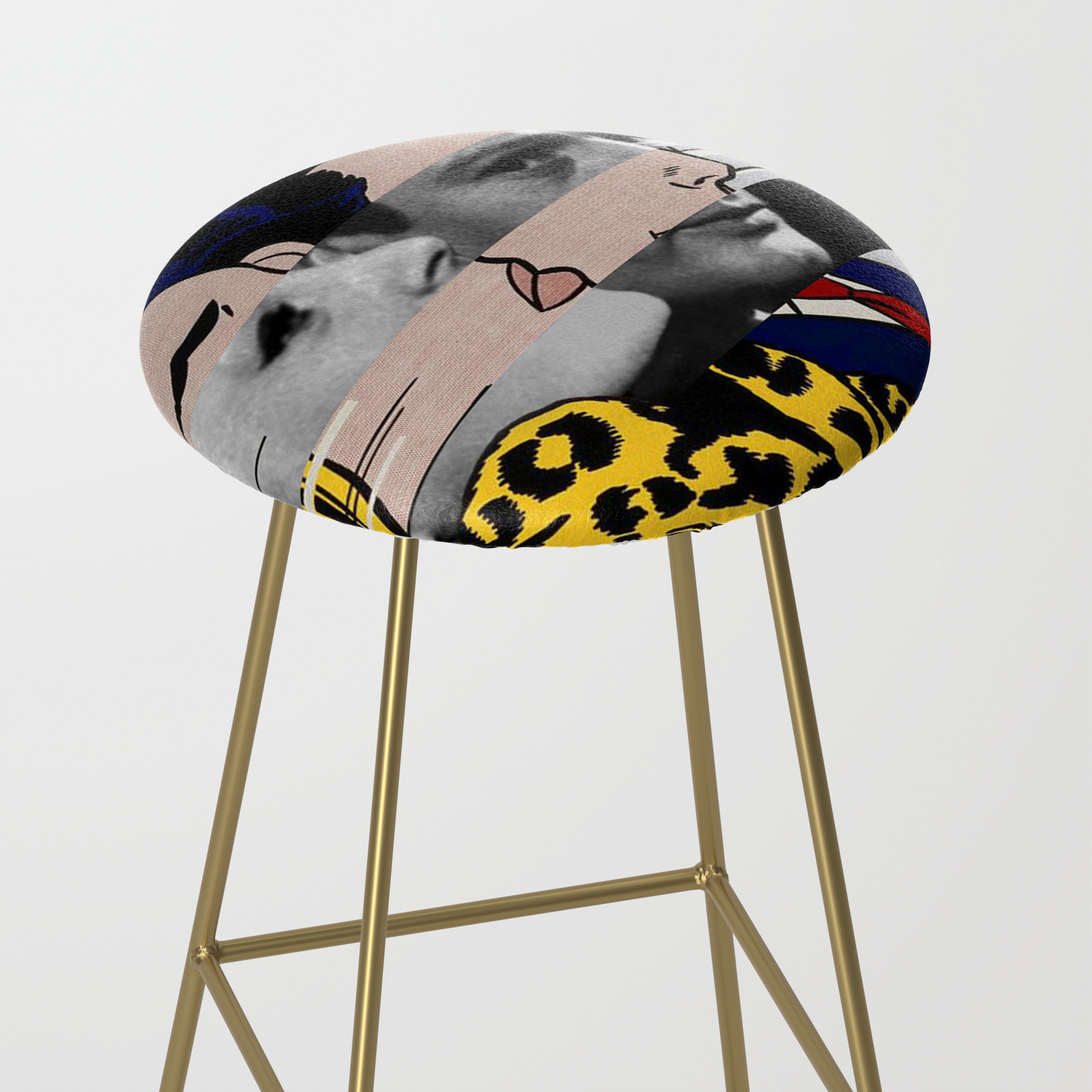 Marcello Bar Stools, Roy Lichtenstein S In The Car Marcello Mastroianni With Anita Ekberg Bar Stool By Luigitarinigraphicartist Society6