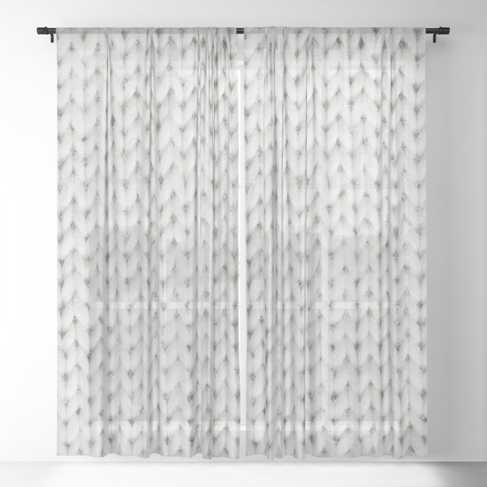white Knitted Sheer Curtain