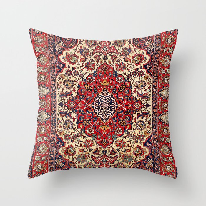 Esfahan Central Persian Rug Print Throw Pillow