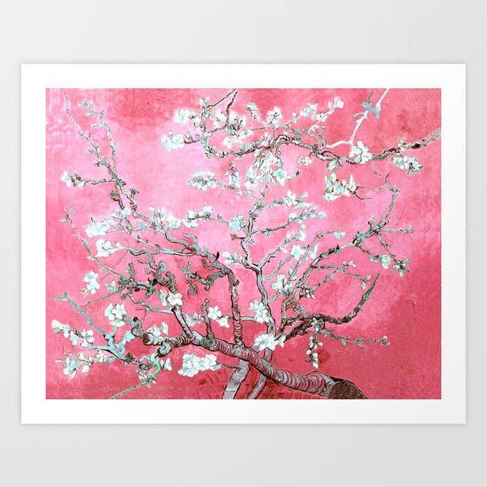 Van Gogh Almond Blossoms : Pink and Aqua Artful Decor Art Print