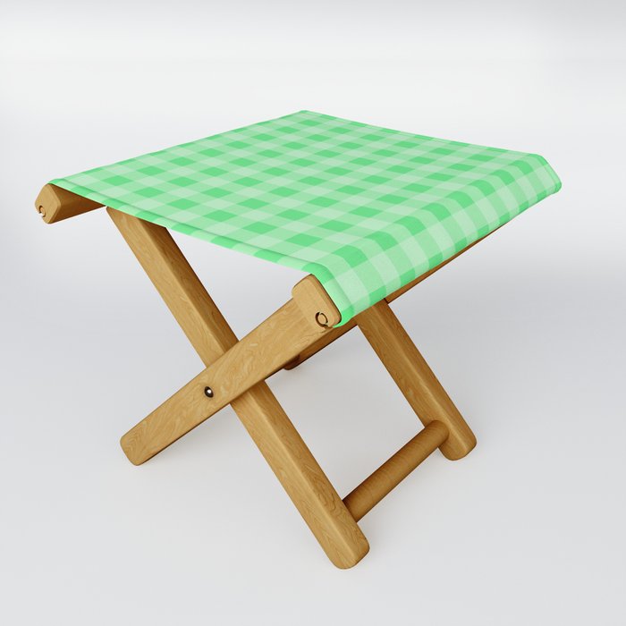 Algae Green Summer Cabana Beach Picnic Gingham Check Folding Stool