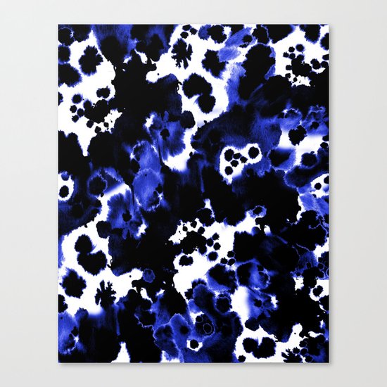 Watercolor indigo india ink boho girly trendy abstract painting brushstrokes dorm college painterly Canvas Print