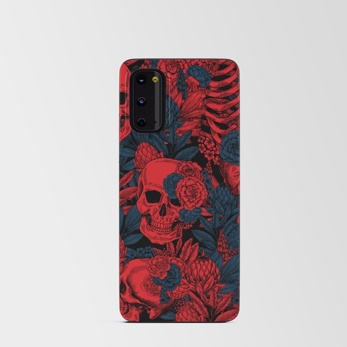 Skulls and Flowers Black Red Blue Vintage Android Card Case