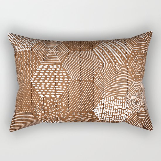 hexagon doodle patterns on wood Rectangular Pillow