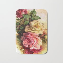 Vintage Rose Bouquet Bath Mat | Vintage, Stunningfashionstyle, Realism, Glam, Romantic, Rosebouquet, Love, Other, Painting, Retrochic 