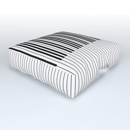 The Piano Black and White Keyboard Stripes with Vertical Stripes Outdoor Floor Cushion