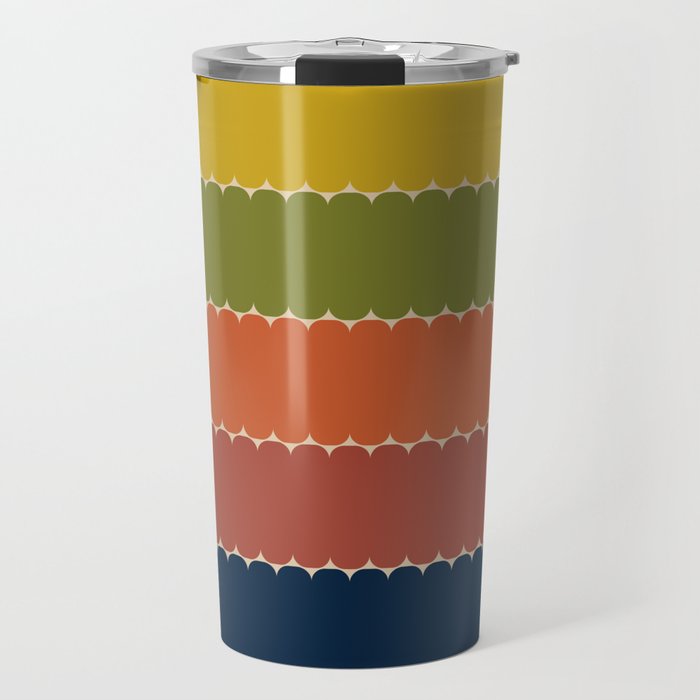 Retro Pod Stripes Horizontal Pattern in Mid Century Modern Colors Travel Mug