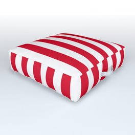Red and White Small Even Stripes Outdoor Floor Cushion