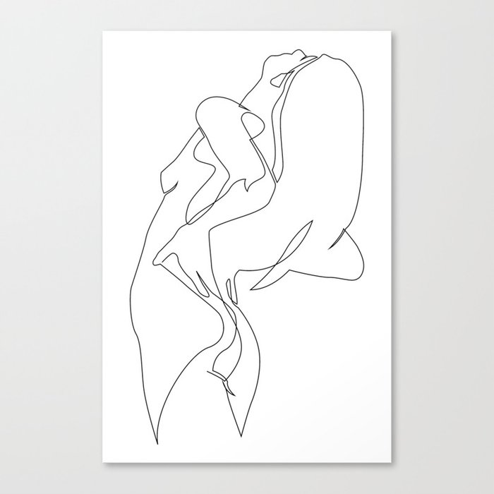 One line nude - e 5 Canvas Print