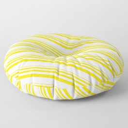 [ Thumbnail: Yellow and Mint Cream Colored Striped/Lined Pattern Floor Pillow ]