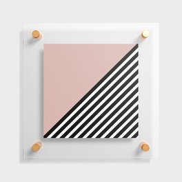 Geometric Art Color Block and Stripes in Pink, Black and White Floating Acrylic Print
