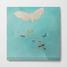 Butterfly Migration Over the Sea nautical landscape painting by Migishi Kotaro Metal Print