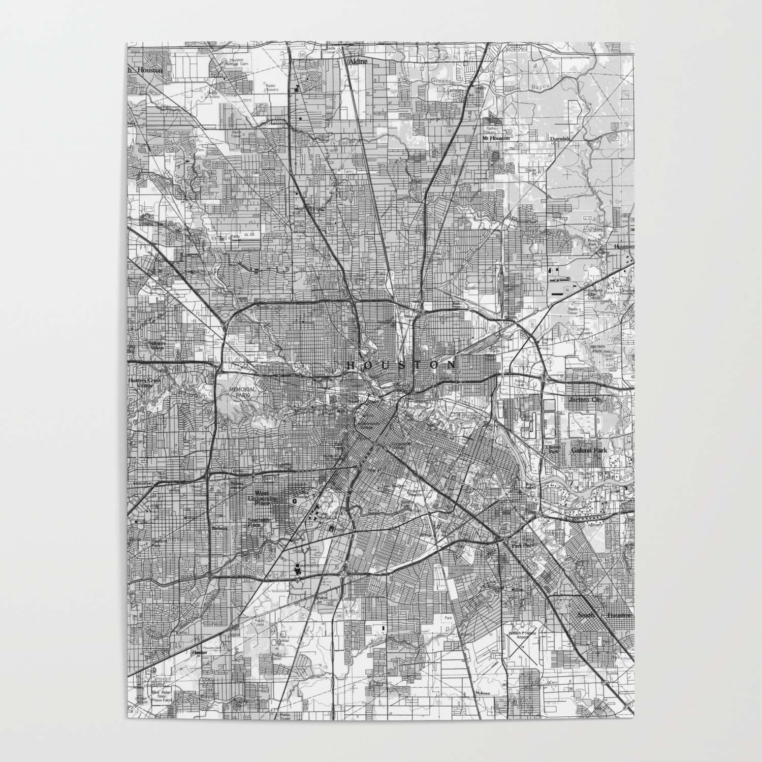 Houston Texas Map 1992 Bw Poster By Bravuramedia Society6 Houston Texas Map 1992 Bw Poster By Bravuramedia Society6