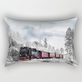 Vintage train,snow,winter art Rectangular Pillow