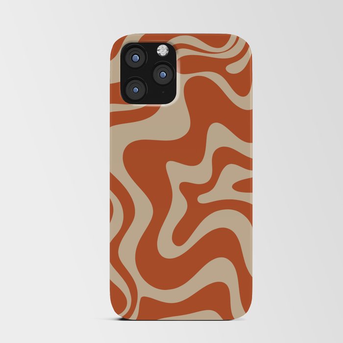 Retro Liquid Swirl Pattern in Mid Mod Burnt Orange and Beige iPhone Card Case