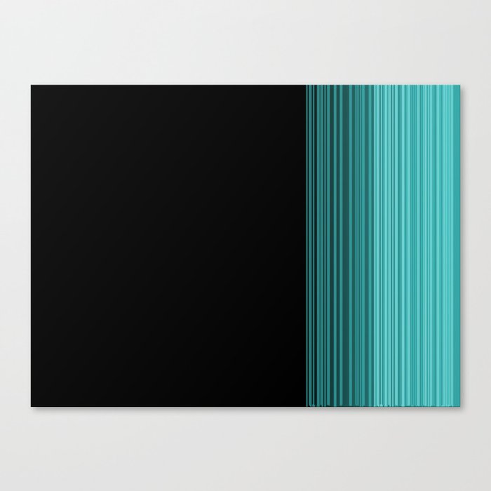 Black to turquoise stripes Canvas Print