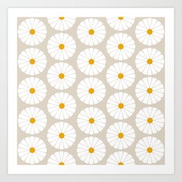 Minimal Botanical Pattern - Daisies Art Print