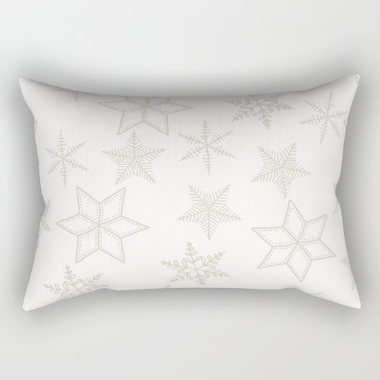 Beige Snowflakes on white background Rectangular Pillow