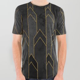  Charcoal Black and Grey Stone Towers All Over Graphic Tee