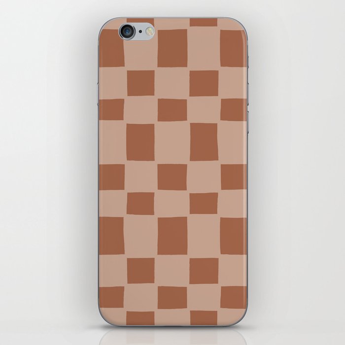 Tipsy checker in terracotta iPhone Skin