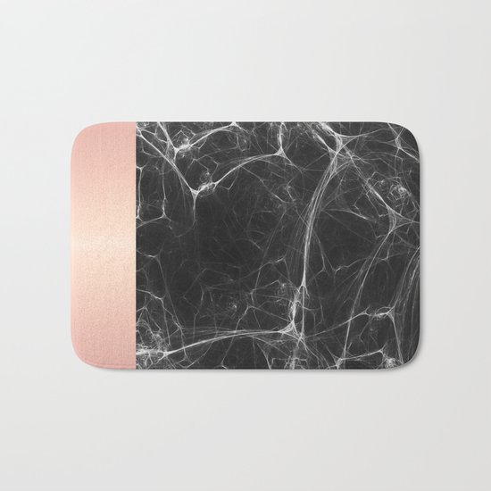 Black Marble and Pink Bath Mat
