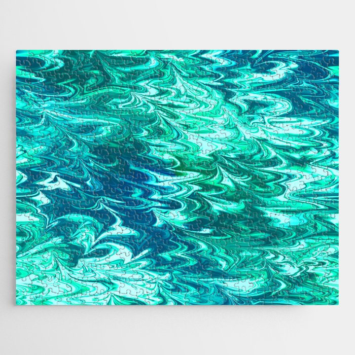 Blue Green Rippled Water Abstract Jigsaw Puzzle
