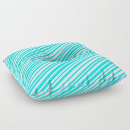 [ Thumbnail: Mint Cream & Aqua Colored Stripes Pattern Floor Pillow ]