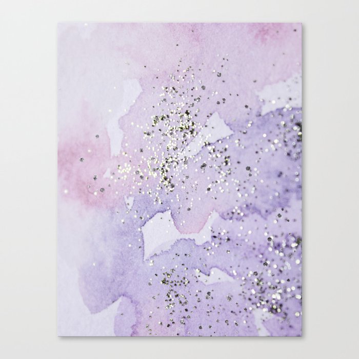 Pastel Glitter Watercolor Painting Canvas Print By Artention