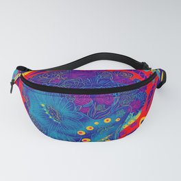 the catrina in floral crown of the death in ecopop butterfly art Fanny Pack