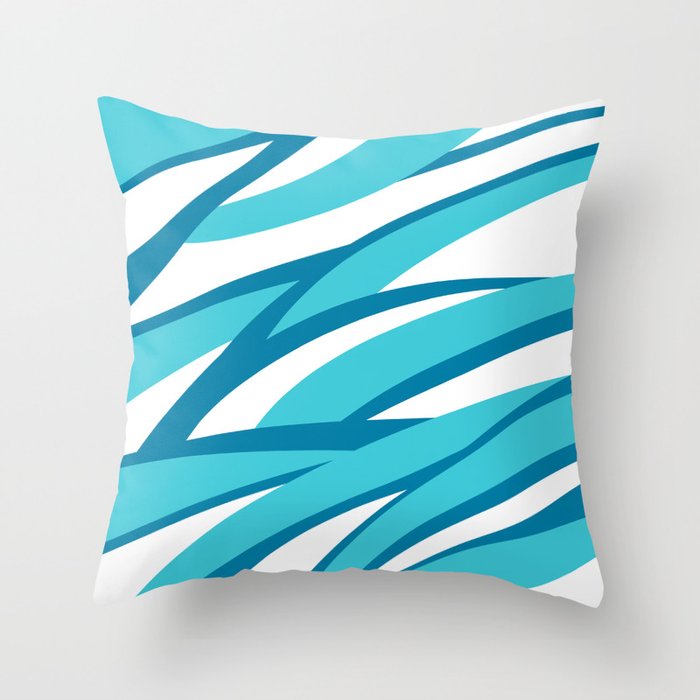 Abstract gradient blue, sky blue and white wave Throw Pillow
