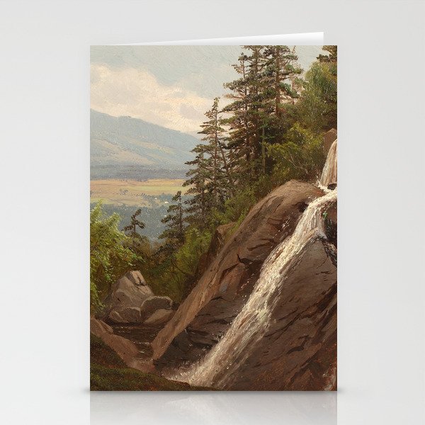 Birch Mountains and Valley Waterfall landscape apinting by Alfred Thompson Bricher Stationery Cards