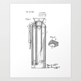 Fire Extinguisher Vintage Patent Hand Drawing Art Print
