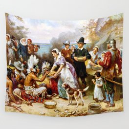 The First Thanksgiving 1621 By Jean Leon Gerome Ferris Wall Tapestry