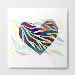 Rainbow Zebra Print Heart! Metal Print | Layered, Zebraprint, Eds, Digital, Ehlers, Danlos, Chronicillness, Syndrome, Zebra, Overlay 