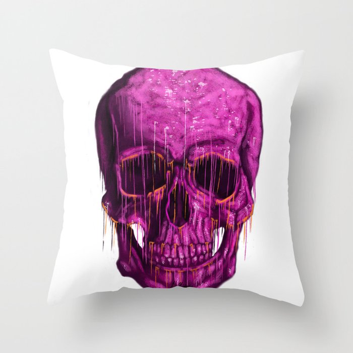 Violet Skull Throw Pillow