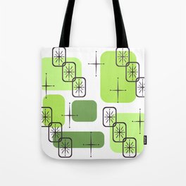 Mid Century Modern White Chartreuse Tote Bag