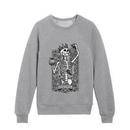 Vegan Tarot Card Gothic Vegetarian Skull Astrology Queen Kids Crewneck