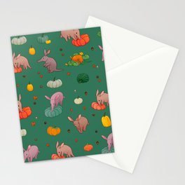 Aardvark and pumpkins 4 Stationery Card