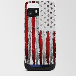 Red & white Grunge American flag iPhone Card Case