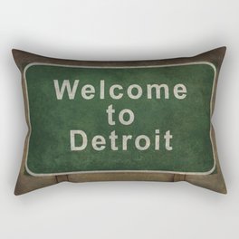 Welcome to Detroit highway road side sign Rectangular Pillow
