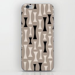 Retro Mid Century Modern Abstract Pattern 629 Black and Beige iPhone Skin