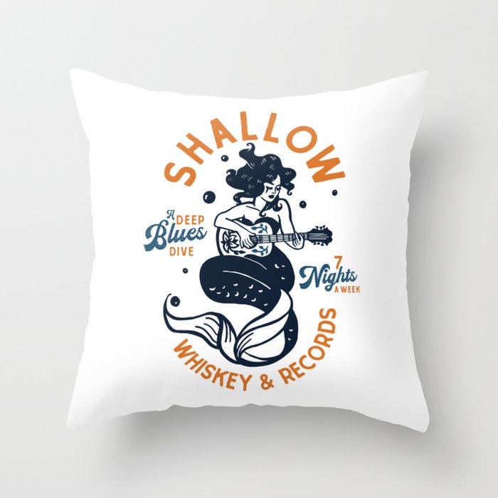 Shallow Whiskey & Records: A Deep Blues Dive Throw Pillow